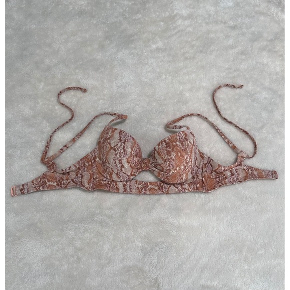 Shade & Shore Other - Shade & Shore 32B Snakeskin Metallic Underwire Push Up Bikini Top Pink Tan